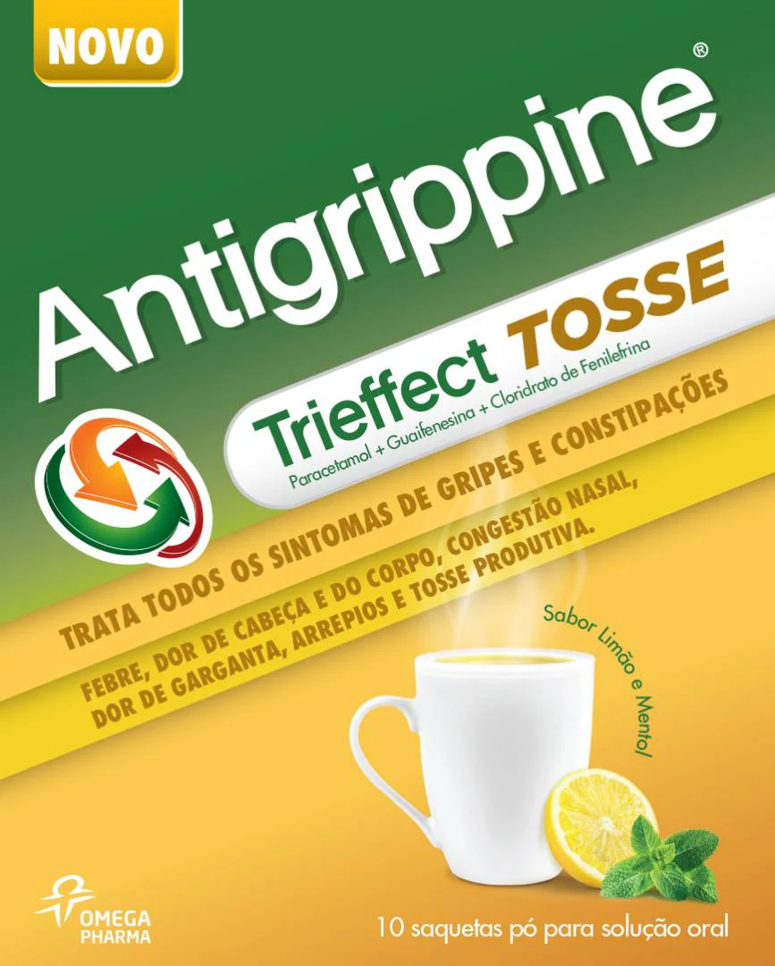 Antigrippine Trieffect Tosse, 500/10/200 mg x 10 Pó Solução Oral Saquetas