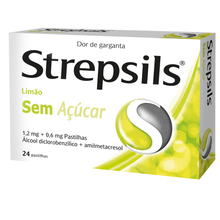 Strepsils Limão Sem Açúcar 24 pastilhas (1,2 mg/0,6 mg)