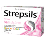 Strepsils Morango Sem Açúcar 24 pastilhas (1,2 mg/0,6 mg)